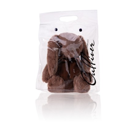 Soft toy Gulliver Bunny "Mokko" with a bow, coffee color, 25 cm-3