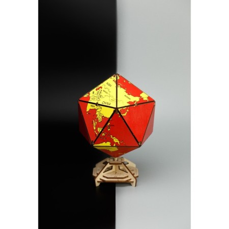 Designer Wooden 3D Ewa Globe Icosahedron with a secret (box, safe) red-4