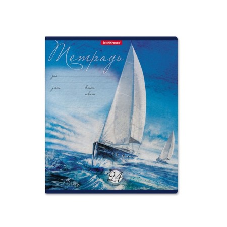 Notebook 24 sheets in the Erichkrause Regata de Vela cage, cover shaking cardboard, offset block, whiteness 100% whiteness, mix-5
