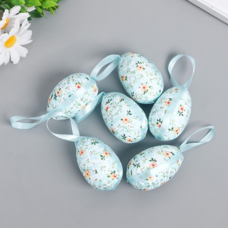 Decor Easter suspension "Egg with flowers and patterns" set 6x4 cm-1