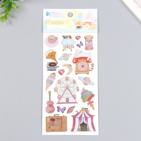 Plastic sticker with sparkles "circus" mix 10x22.5 cm-1