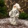 Santa Claus "in a striped scarf and with a flashlight" 30 cm, gray-white