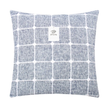 Pillowcase decorative Ethel squares blue color, 45x45 cm polyester-5
