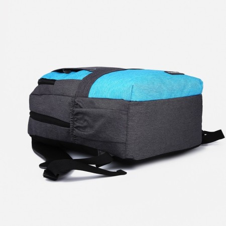 School backpack from textiles with lightning, 5 pockets, Fulldorn, gray/blue color-4