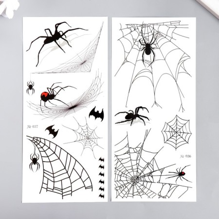 Tattoo on the body black "spiders and web" mix 10x21 cm-1
