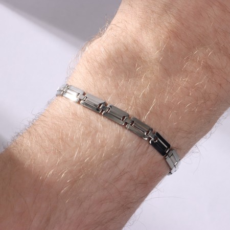 Bracelet male "steel" snake, color silver, 18 cm-1