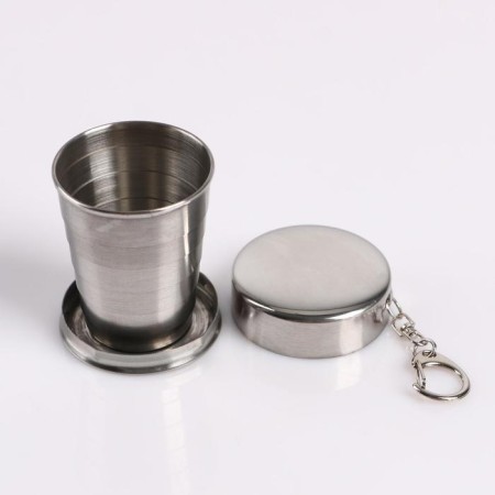 Set 4 in 1: Flaw 9 OZ + spoon + fork + glass 100 ml, in case, brown skin-6