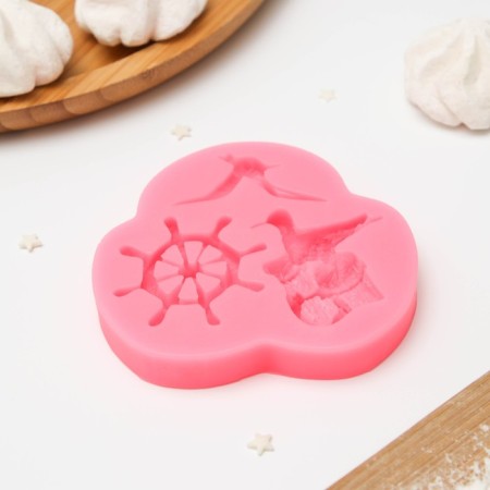 Mold "Sea Seagull", silicone, 9.5 × 9 × 1.5 cm, color mix-3