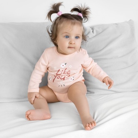 Body baby with a long sleeve "Goroshinka", height 92 cm, peach color