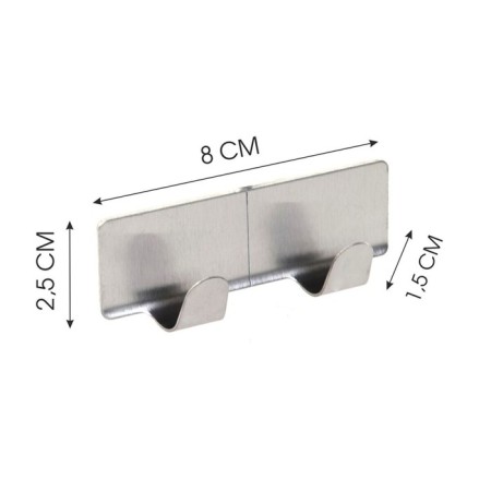 Metal hook on a sticky base, medium, 2 pcs, 2.5x8x1.5 cm-1