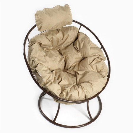 Armchair "Papasan" mini, with beige pillow, 81x68x77cm-1
