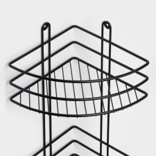 The bathroom shelf is an angular 3-long, 20 × 20 × 66 cm, black color