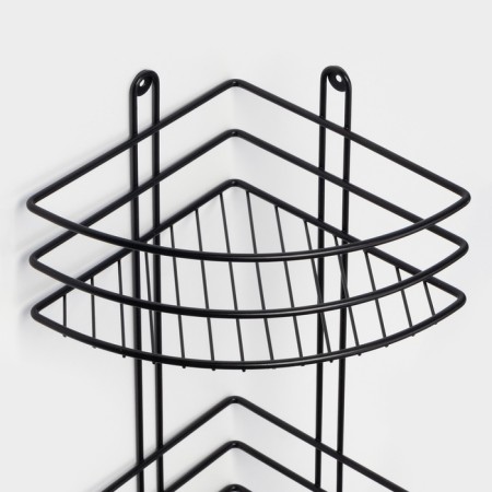 The bathroom shelf is an angular 3-long, 20 × 20 × 66 cm, black color