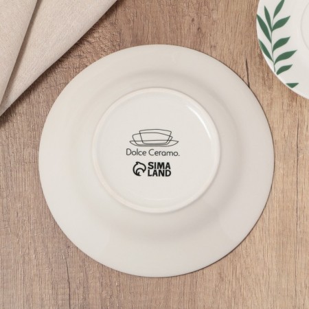 Deep plate ceramic "leaves", 20.5 cm, 550 ml, white color-3