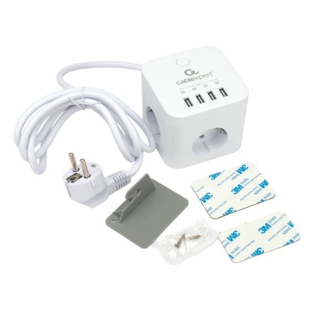 Network filter Cablexpert Cube Cube-3-U4-W-1.5, 3P, 10A, 4xUSB, 1.5m, Ur. Protection 4+, White-3