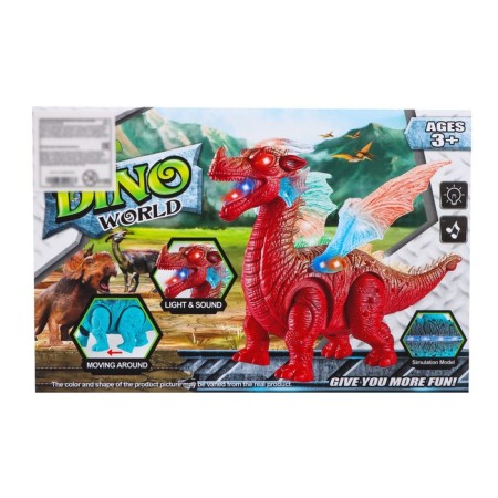 Dinosaur "Dragon", works on batteries, light and sound effects, red color-5