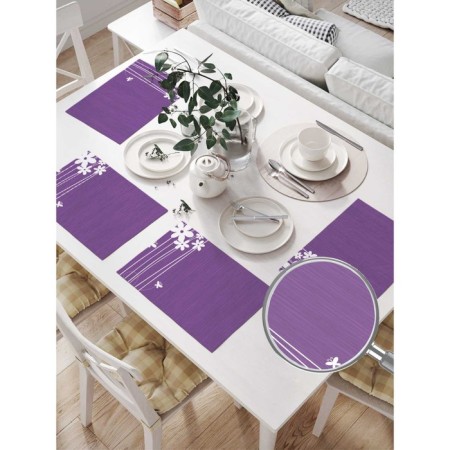 Set of napkins for setting the table "Flower salute", rectangular, size 32x46 cm, 4 pcs-1