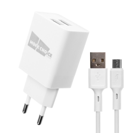 Network charger More Choice NC24M, 2.1A, Micro USB cable, white-1