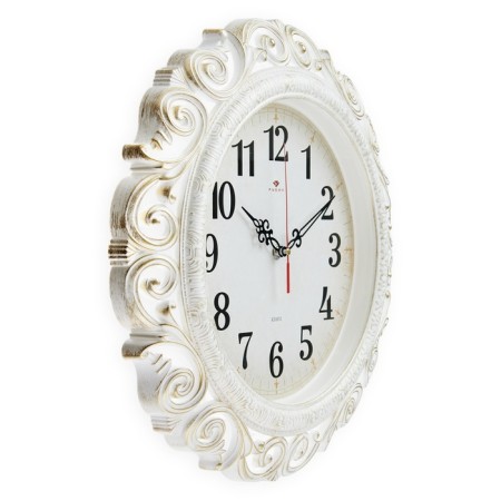 Watching clock, interior, silent, D-40.5 cm, white with gold-3