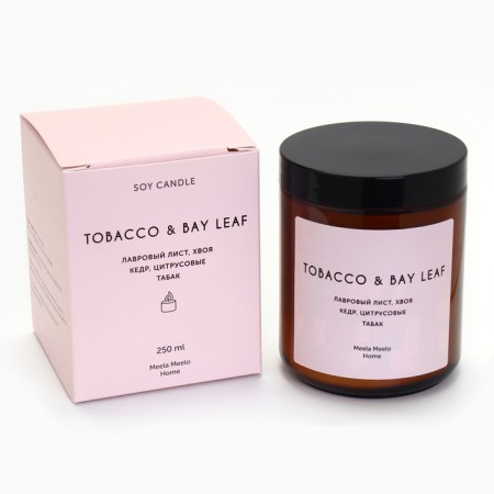 Candle in the aromatic bank "TOBACCO & Bay Leaf", needles, cedar, tobacco, 250 ml-7