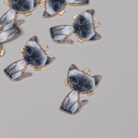 Decor for creativity metal, enamel "Gray cat" 2.5x1.7 cm