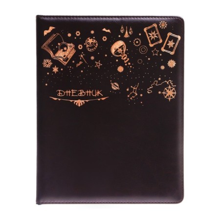 School diary, 5-11 grade, PVC cover, embossing gold "objects", brown