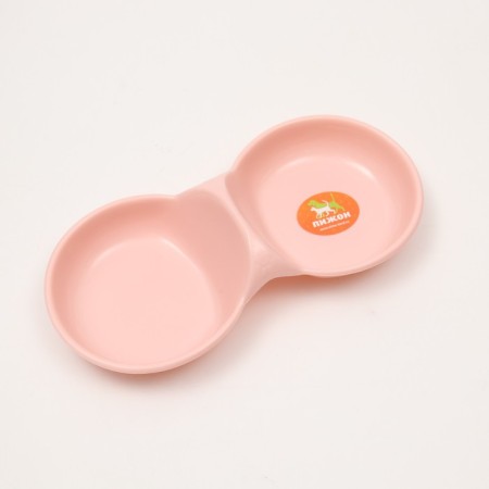 Double plastic bowl 2 x 160 ml, 24 cm x 11.5 cm x 3 cm, pink-2
