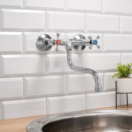Kitchen mixer "RMS" SL71-361, two-wound, wall, zinc, chrome-1