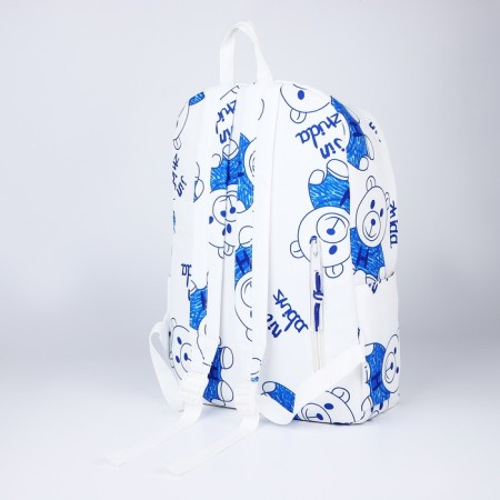 Youth backpack on lightning from textiles, 4 pockets, white/blue color-3