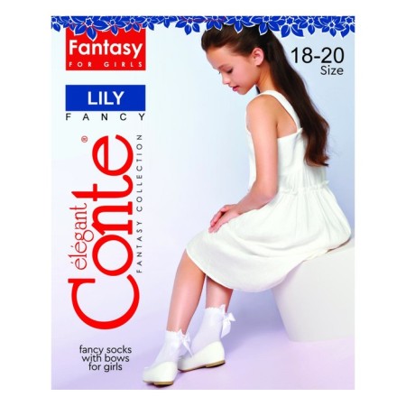 Носки для девочек с бантом Conte Elegant Lily, размер 18-20, цвет bianco-2