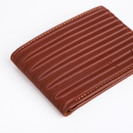 Male purse without fastening, for bills, for cards, brown color-2