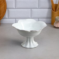 Rosa salad bowl, on a stand, 800 ml, gold stroke, porcelain, Iran