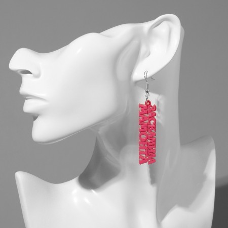 Acryl Earrings “Mammoth”, Pink Color-3