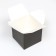 The box is folding, square, black, 12 x 12 x 12 cm,