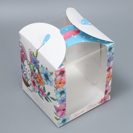 Box for a small cake, confectionery packaging, “Light Easter!”, 15 x 15 x 18 cm-2