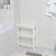 The floor of the floor is 3 sectional, on the wheels, the color is white