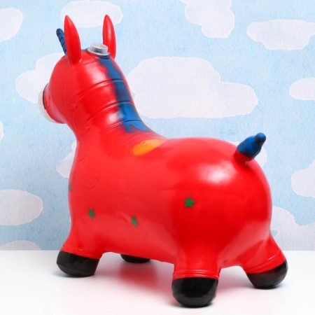 Toy - Children's jump "Musical unicorn" rubber inflatable, 50x30cm, red-1