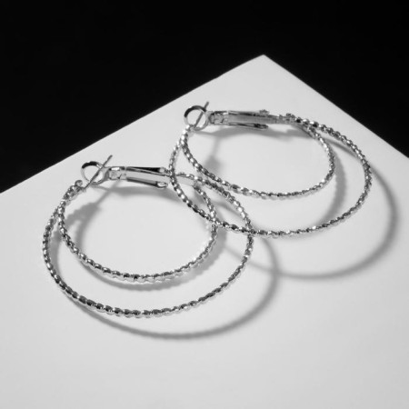 Karma-Karma earrings double weaves, silver color, d = 3.5