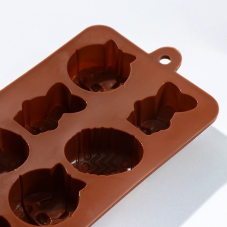 Form for decorations of the share "Easter", silicone, 20.7 × 10.6 × 3 cm, 8 cells, color mix-2