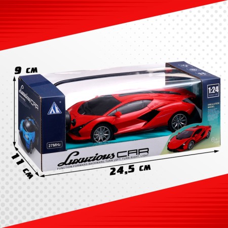 Radio -controlled car "coup", 1:24, light effects, it works from batteries, red color-7