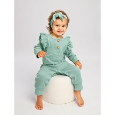Children's overalls with ruffles fashion, height 62 cm, green color