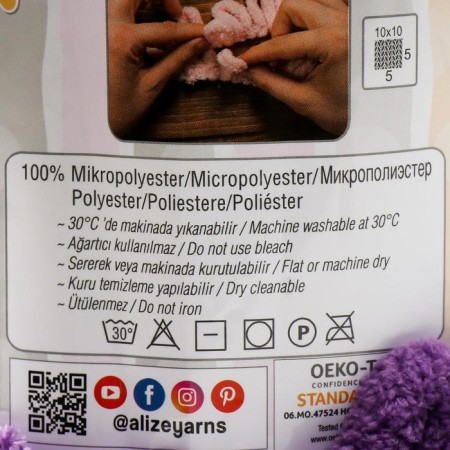 Yarn "Puffy" 100 % micropoliester 9m/100g (437 lilac)-3