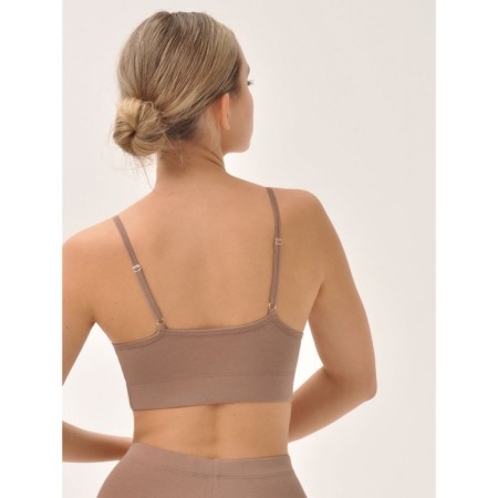 Female top on thin adjustable straps Mirey, size 50, brown color-1