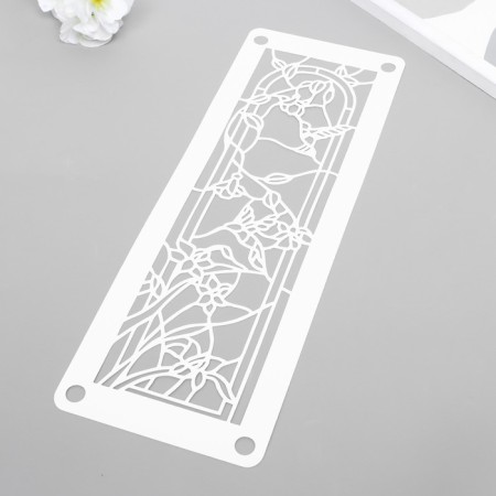Stencil-linen "bird, flowers" 11x32 cm-2