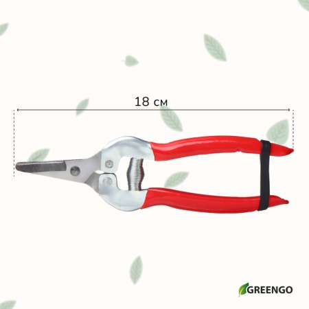 Garden scissors, 7 "(18 cm), with metal pens, rubberized handle, Greengo-9