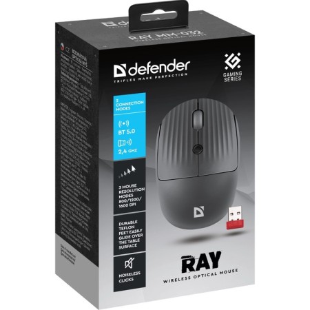 The mouse Defender Ray MM-032, wireless, optical, 1600 dpi, 1xaa (not in compls), black-4