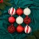 Set of balls plastic D-8 cm, 9 pcs "Melody" ornament strip, white-red