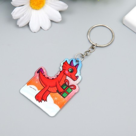 PVC keychain "Dragon with a gift" Soft 6x4.1 cm-1