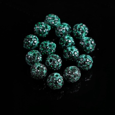 Busina "Shambhala" 8 mm (set of 15 pcs.), Emerald color