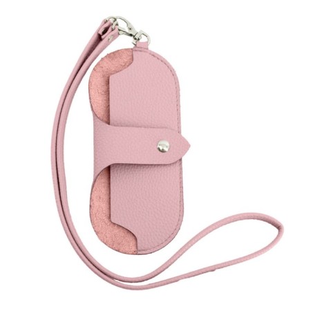 Glasses for glasses, genuine leather, pink 17x1x7.5 cm